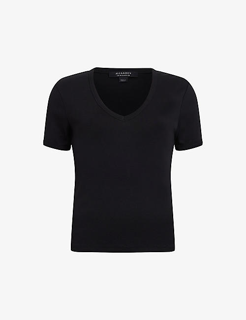 ALLSAINTS: Evie V-neck organic-cotton T-shirt