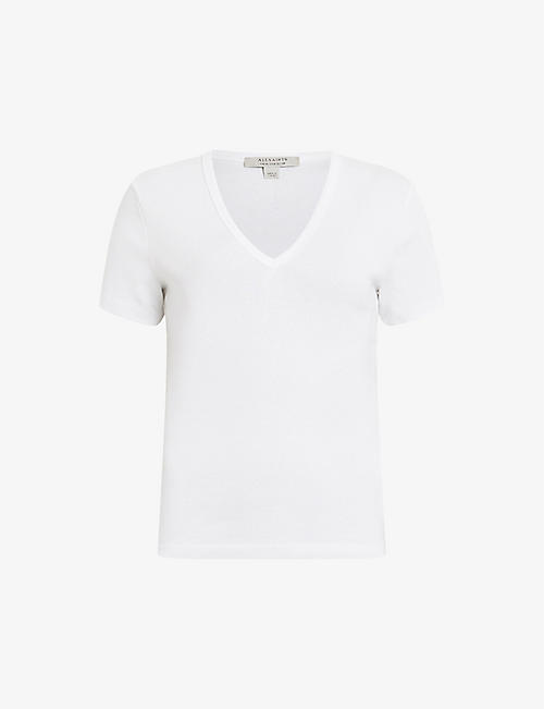 ALLSAINTS: Evie V-neck organic-cotton T-shirt