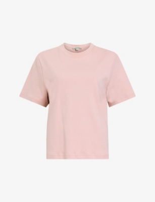 Allsaints Womens Pink Orchid Lisa Boxy-fit Organic-cotton T-shirt