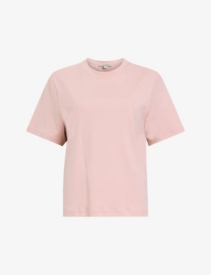 Allsaints Lisa Oversized Boxy Crew Neck T-shirt In Pink Orchid