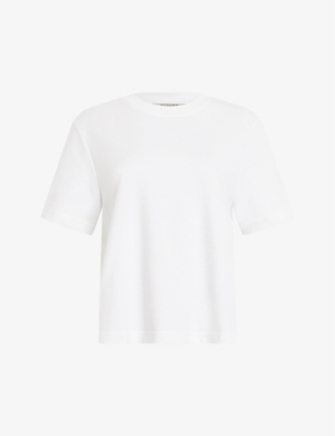 Allsaints Womens White Lisa Boxy-fit Organic-cotton T-shirt