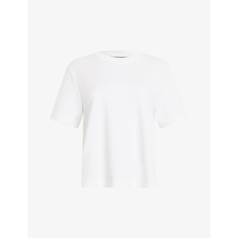Allsaints Womens White Lisa Boxy-fit Organic-cotton T-shirt