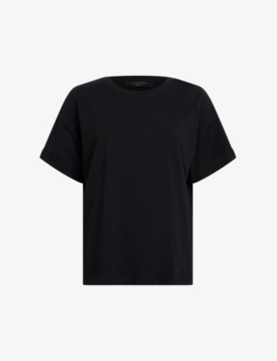 Shop Allsaints Women's Black Briar Relaxed-fit Organic-cotton T-shirt