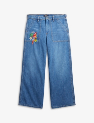 Polo Ralph Lauren Little Girl's & Girl's Embroidered Wide-leg Jeans In Tulito Wash