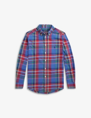 Polo Ralph Lauren Checked Cotton Shirt In 6067 Royal/red Multi
