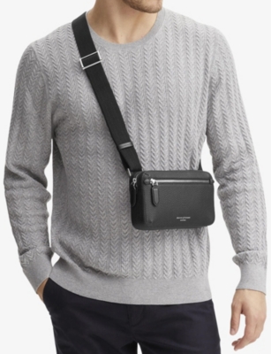 Aspinal Of London Mens Reporter Grained Leather Messenger Bag In Black