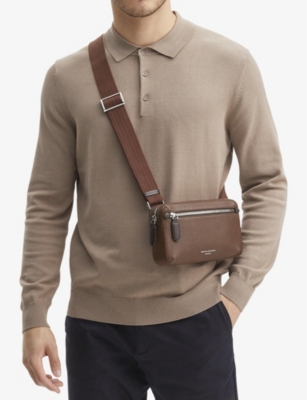 Aspinal Of London Tobacco Reporter East West Grained-leather Messenger Bag In Tobacco