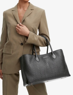 ASPINAL OF LONDON: London interwoven leather tote bag