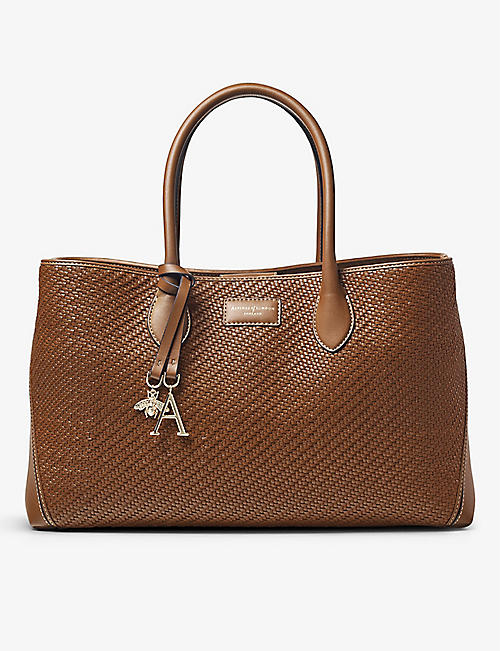 ASPINAL OF LONDON: London interwoven leather tote bag