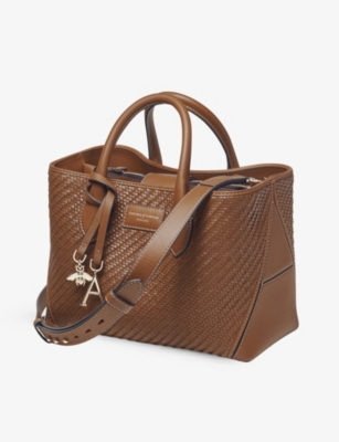 Aspinal Of London Womens Tan London Logo-embossed Midi Leather Tote Bag In Tan