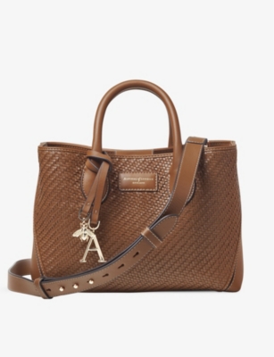 ASPINAL OF LONDON: London logo-embossed midi leather tote bag