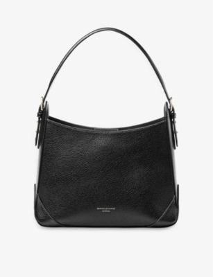 ASPINAL OF LONDON: Hobo logo-print grained-leather shoulder bag