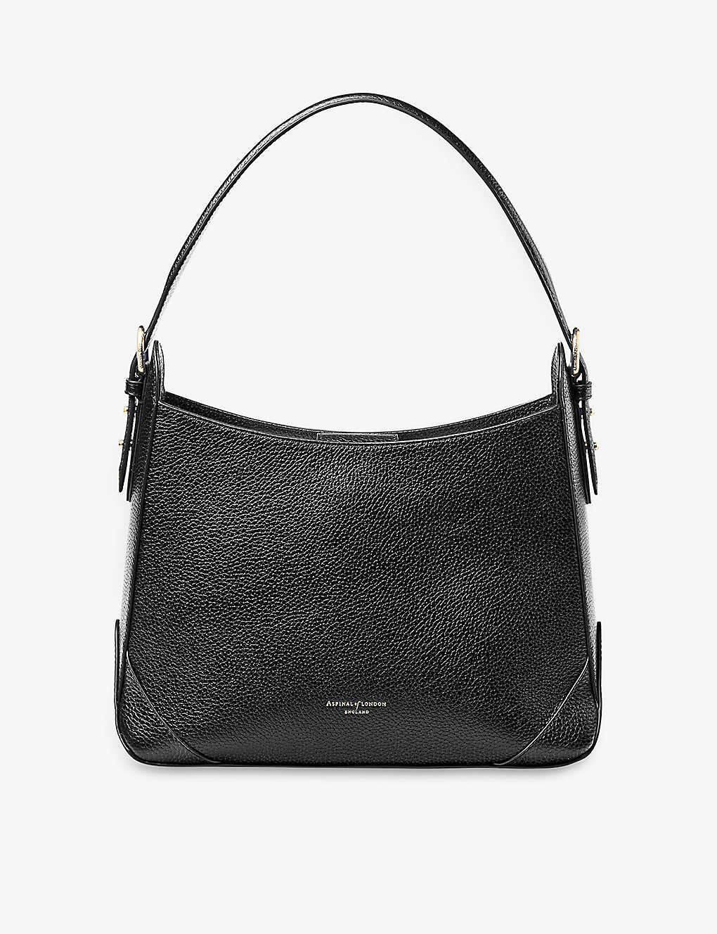 Aspinal Of London Womens Black Hobo Logo-print Grained-leather Shoulder Bag