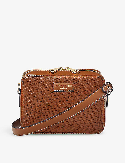 ASPINAL OF LONDON: Interwoven leather camera bag