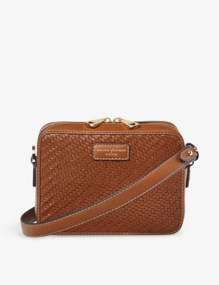 Aspinal Of London Womens Tan Interwoven Leather Camera Bag