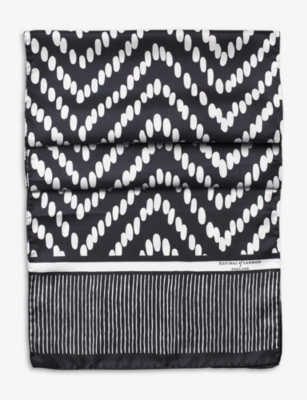 Aspinal Of London Womens Monochrome Chevron-print Silk Scarf