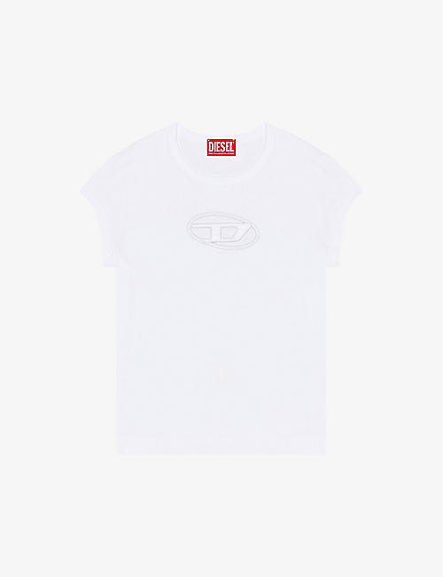 DIESEL: Tangie Oval D-embroidered stretch cotton-jersey T-shirt