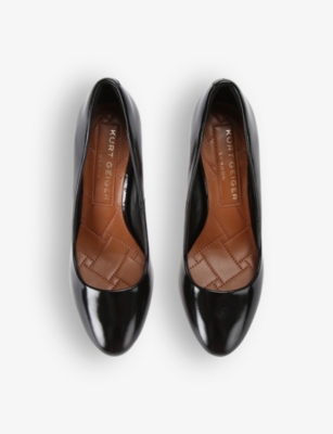 Shop Kurt Geiger London Womens Black Victoria Round-toe Patent-leather Courts