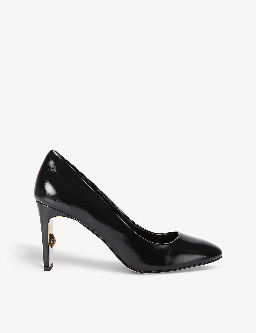 Kurt Geiger London Womens Black Victoria Round-toe Patent-leather Courts