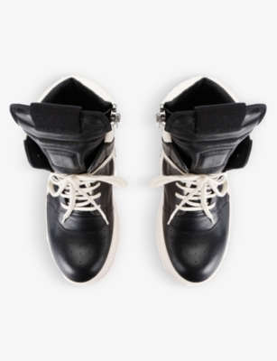 RICK OWENS: Geobasket chunky-sole leather high-top trainers