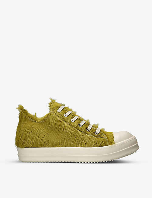 RICK OWENS: Pony-hair contrast-sole low-top trainers
