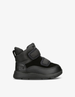 Ugg Boys Black Kids Yose Puffer Leather And Recycled-polyester-blend Ankle Boots 2-7 Years