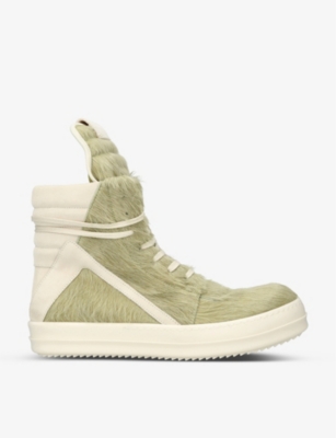 RICK OWENS: Geobasket chunky-sole pony-hair hight-top trainers