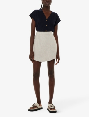 Whistles Aubrie Cotton Button Front Top In Navy