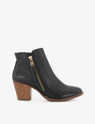 DUNE: Paicey zip-up heeled leather ankle boots