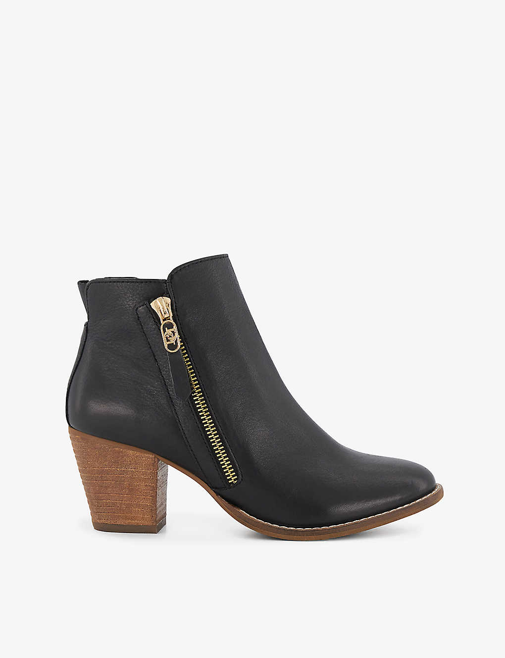 Dune Womens Black-leather Paicey Zip-up Heeled Leather Ankle Boots