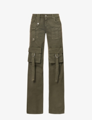 Blumarine Khaki Cinch Strap Cargo Pants In Dark Olive