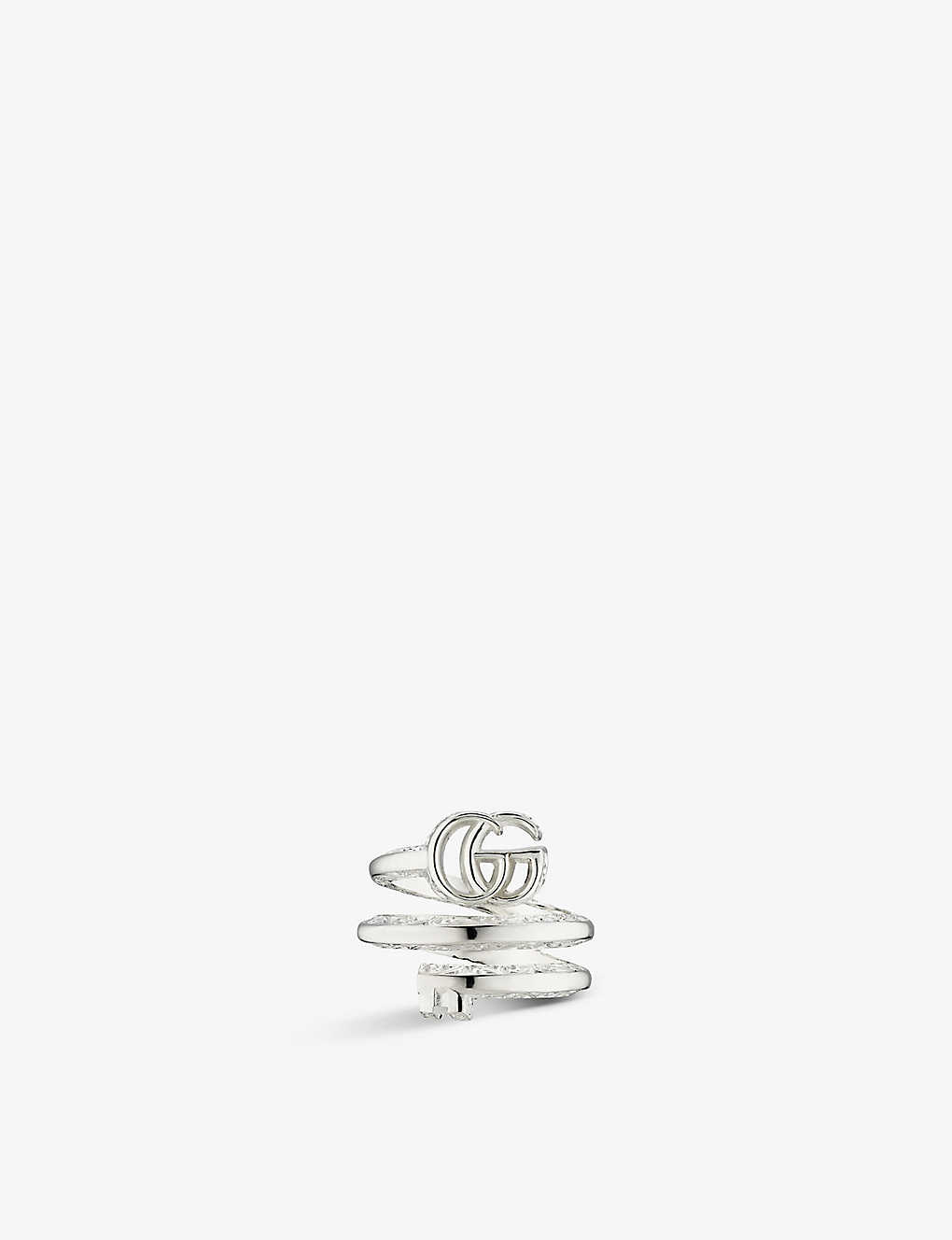 Gucci Womens Silver Gg Marmount Sterling-silver Ring