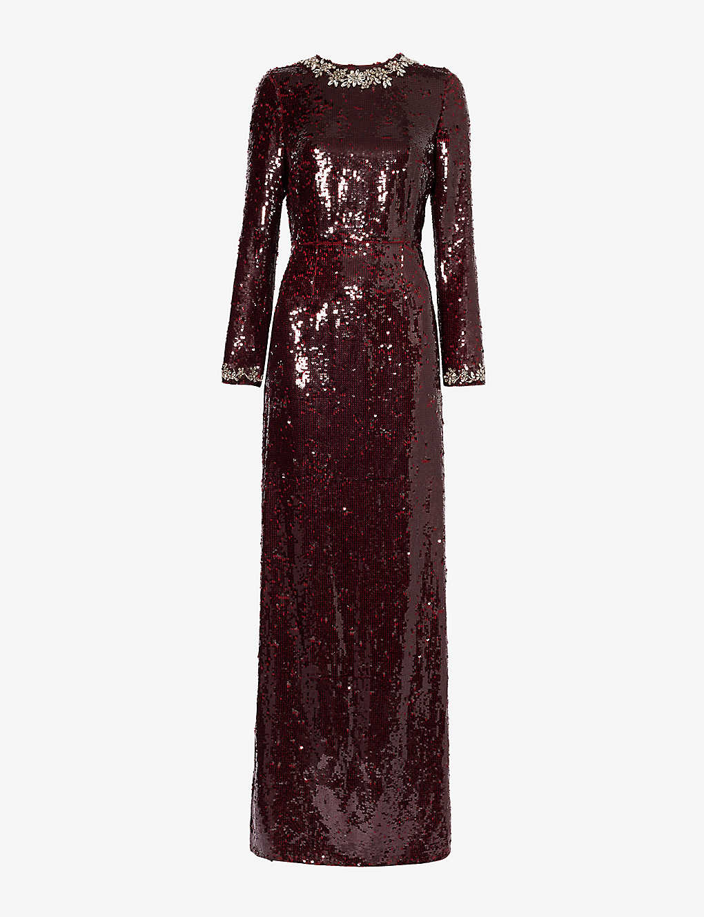Erdem Womens Merlot Yoanna Sequin-embellished Woven Maxi Dress