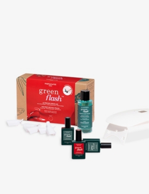  Manucurist Green Flash Essentials Gel Nail Polish Kit Poppy Red  - 24W LED Nail Lamp + Base Coat + Top Coat + Bright Red Nail Polish + Nail  Polish Remover +