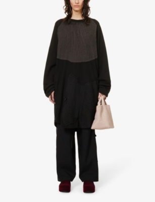 Shop By Walid Women's Black Arnie Raglan-sleeve Cotton-jersey Midi Dress