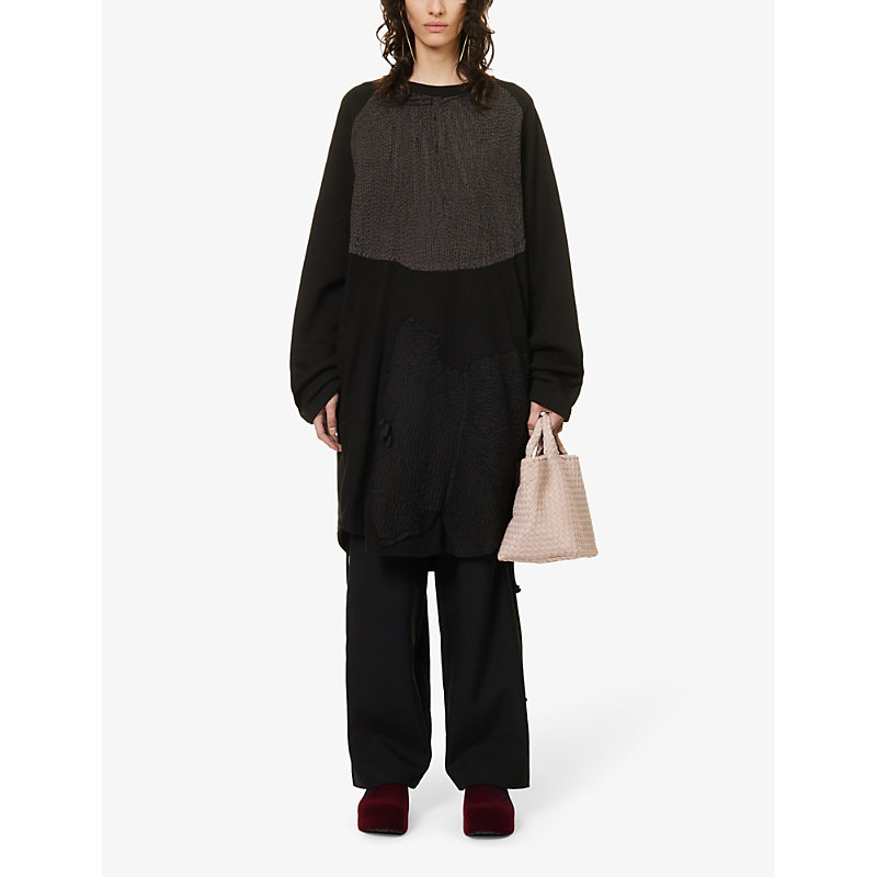 Shop By Walid Women's Black Arnie Raglan-sleeve Cotton-jersey Midi Dress