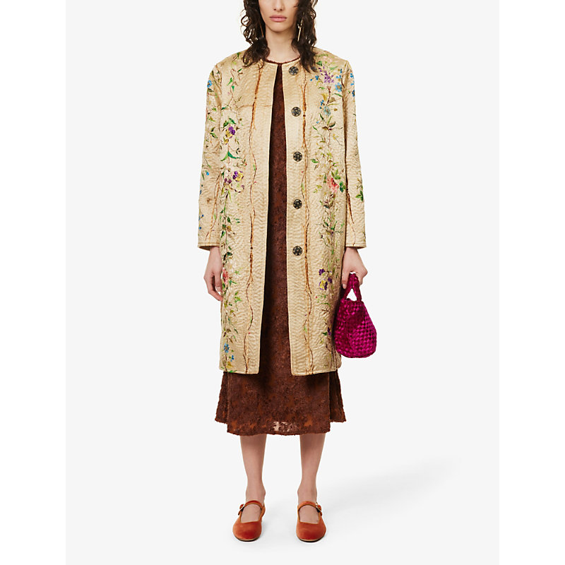Shop By Walid Women's Light Tanita Floral-embroidered Silk Coat