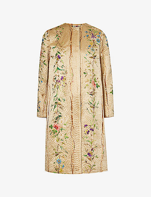 BY WALID: Tanita floral-embroidered silk coat