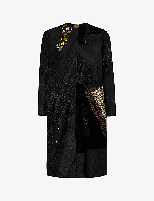 BY WALID: Tanita embroidered bead-embellished silk coat
