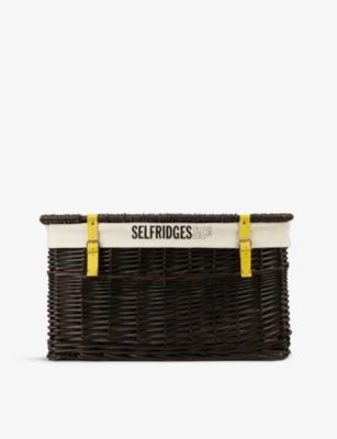 SELFRIDGES SELECTION: Logo-embroidered wicker hamper basket 60cm