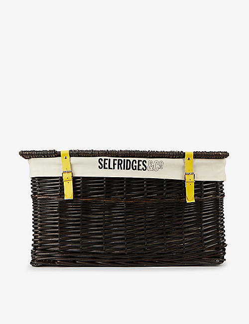 SELFRIDGES SELECTION: Logo-embroidered wicker hamper basket 60cm