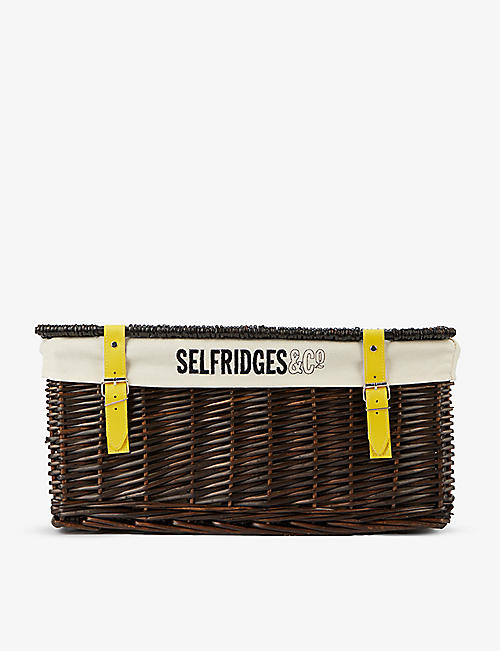 SELFRIDGES SELECTION: Logo-embroidered wicker hamper basket 45cm