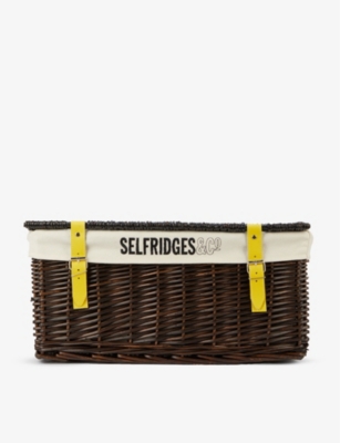 Logo-embroidered wicker hamper basket 45cm