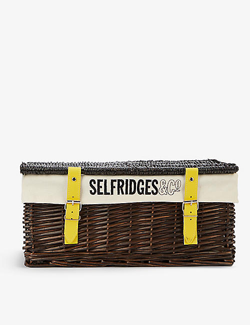 SELFRIDGES SELECTION: Logo-embroidered wicker hamper basket 40cm
