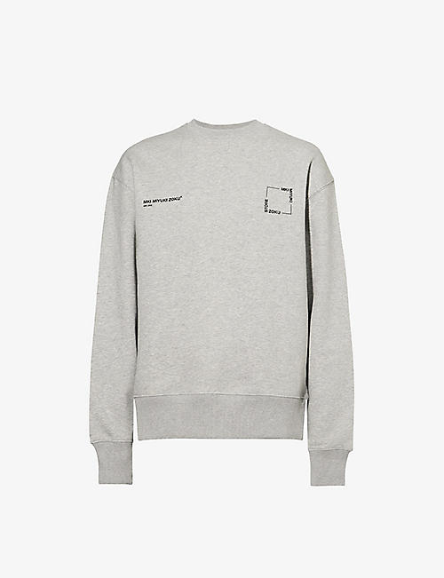 MKI MIYUKI-ZOKU: Square logo-print organic-cotton and recycled-polyester-blend sweatshirt