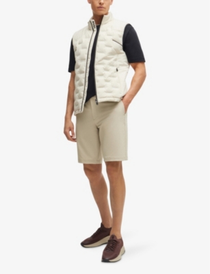 Hugo Boss Slim-fit Shorts In Water-repellent Easy-iron Fabric In Medium Beige