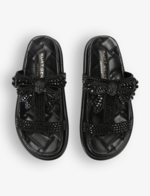 Shop Kurt Geiger London Women's Black Orson Crystal-embellished Fabric Sandals