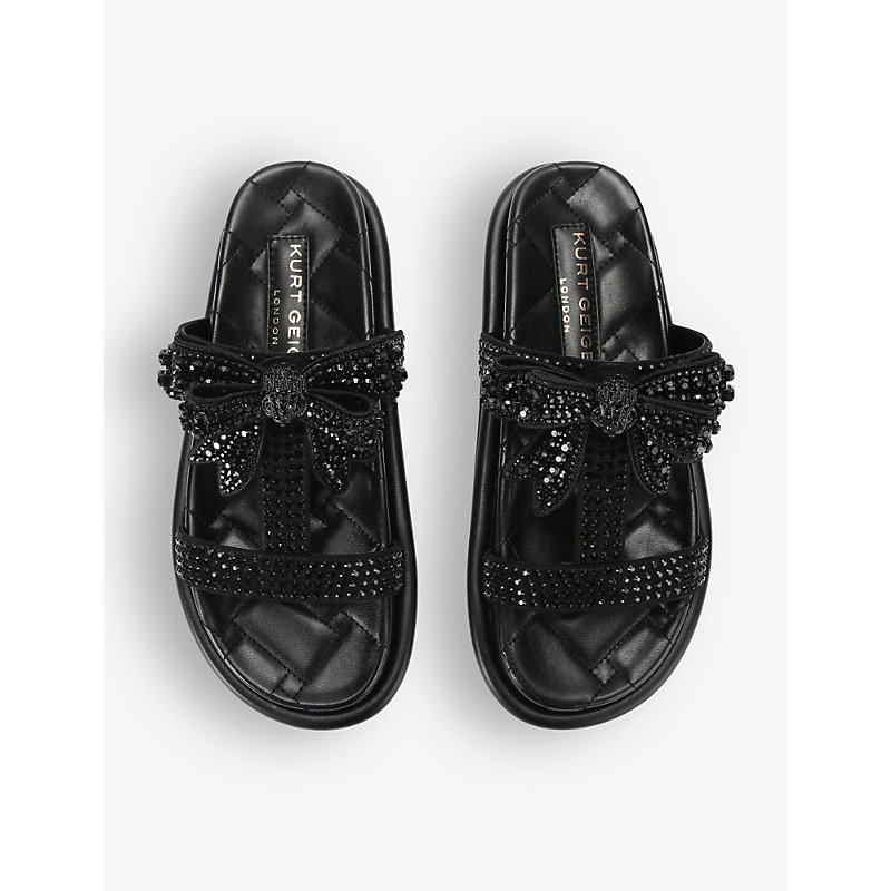 Shop Kurt Geiger Orson Crystal-embellished Fabric Sandals In Black