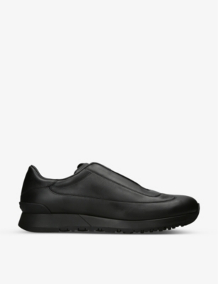 John Lobb Mens Black Lift Leather Low-top Trainers