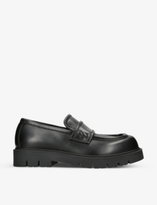 Bottega Veneta Mens Black Chunky Leather Loafers In Black